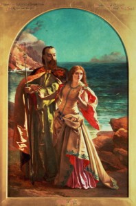 Prospero with the daughter Miranda, a painting by William May Egley, 1850.